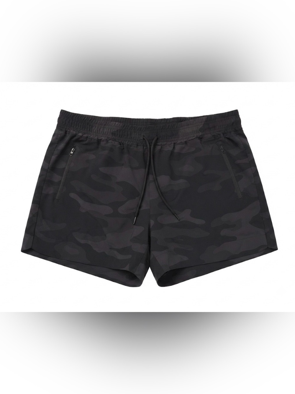 Ebb & Flow Athletic Shorts Mens XL Black Camo Running Gym Pockets Drawstring